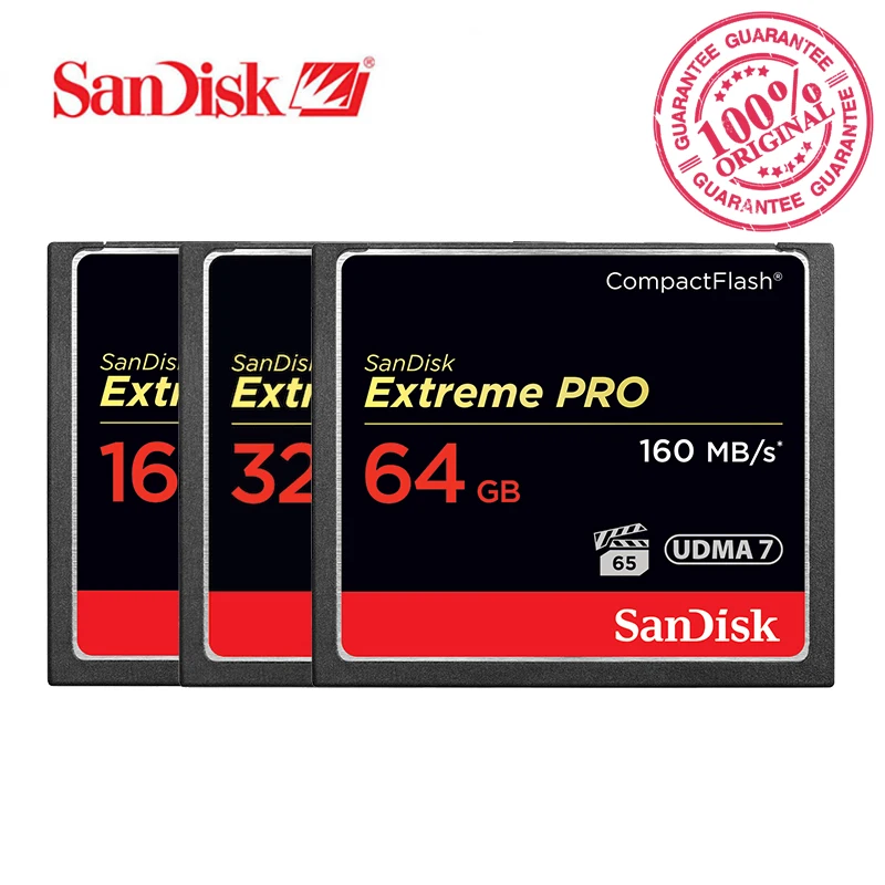 

SanDisk Extreme Pro Memory Card CF 16GB 32GB 64GB 128GB 256GB CompactFlash 1067X 160MB/s For Rich 4K and Full HD Video SDCFXPS
