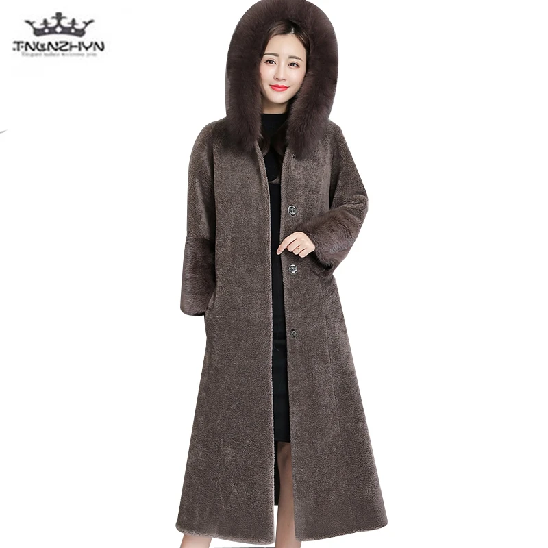 Sheep Sheared Coat Female 2019 Winter Luxury Fox Fur collar Hooded Long Mink Fur Fur Coat Plus size Warm Women Coat Jacket Parka
Sheep Sheared Coat Female 2019 Winter Luxury Fox Fur collar Hooded Long Mink Fur Fur Coat Plus size Warm Women Coat Jacket Parka