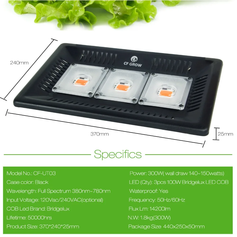 Waterproof IP67 COB LED Growth Light Full Spectrum 100W 200W 300W Indoor Hydroponic Greenhouse Plant Light with 24-Hour Timer
Waterproof IP67 COB LED Growth Light Full Spectrum 100W 200W 300W Indoor Hydroponic Greenhouse Plant Light with 24-Hour Timer