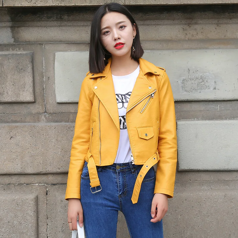 2019 Faux Leather Biker Jacket Soft Jacket Female Pu Leather Jacket Women Fashion Bright Colors Black Motorcycle Coat Short
2019 Faux Leather Biker Jacket Soft Jacket Female Pu Leather Jacket Women Fashion Bright Colors Black Motorcycle Coat Short