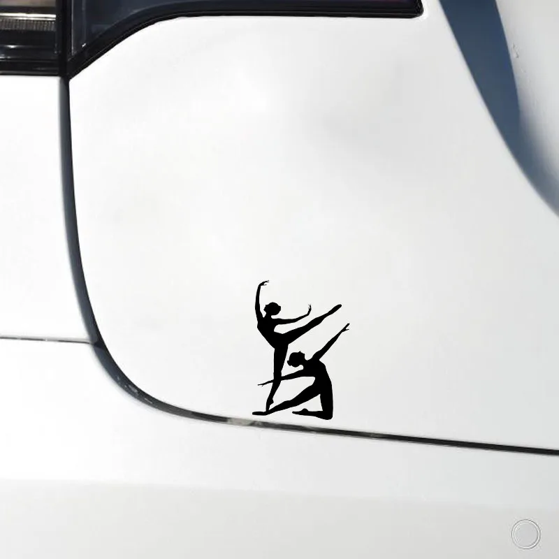 QYPF 9.7*13.8 Interesting Gymnastics Ballet Dancing Girl Decor Car Sticker Vinyl Silhouette Graphic Black/Silver C16-2087 | Автомобили и