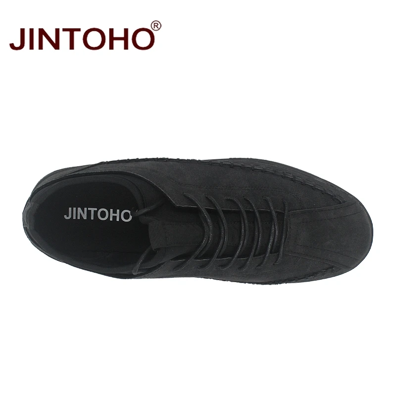 Мужские кроссовки на плоской подошве JINTOHO коричневые повседневные кожаные