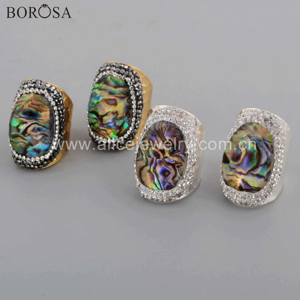 BOROSA 5PCS Natural Abalone Shell Faceted Band Ring Crystal Rhinestones Plating Color Wedding Ring JAB962
BOROSA 5PCS Natural Abalone Shell Faceted Band Ring Crystal Rhinestones Plating Color Wedding Ring JAB962