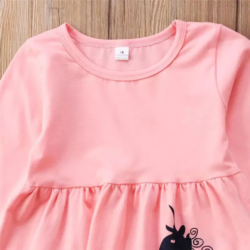 Одежда для маленьких девочек наряды с единорогом розовые топы платье длинные