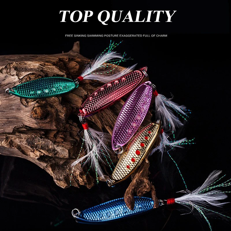 1PC Spoon Lure 7G/10G/15G Metal Fishing Bait 5 Colors Spoon Bass Baits 8# Hook Fishing Tackle Spoon Baits With Feather Tail
1PC Spoon Lure 7G/10G/15G Metal Fishing Bait 5 Colors Spoon Bass Baits 8# Hook Fishing Tackle Spoon Baits With Feather Tail