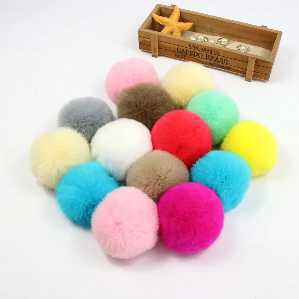 

25pcs/lot 6cm Natural Real Rabbit Fur Ball Pom Poms Fluffy Fur Pompom DIY For Women Kids Winter Hat