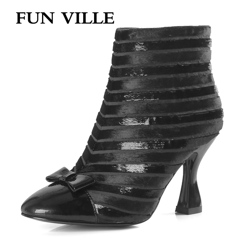 FUN VILLE Autumn winter 2018 New Fashion Women Ankle boots Flock Black High Heels Boots sexy ladies shoes Square Toe Female shoe
FUN VILLE Autumn winter 2018 New Fashion Women Ankle boots Flock Black High Heels Boots sexy ladies shoes Square Toe Female shoe