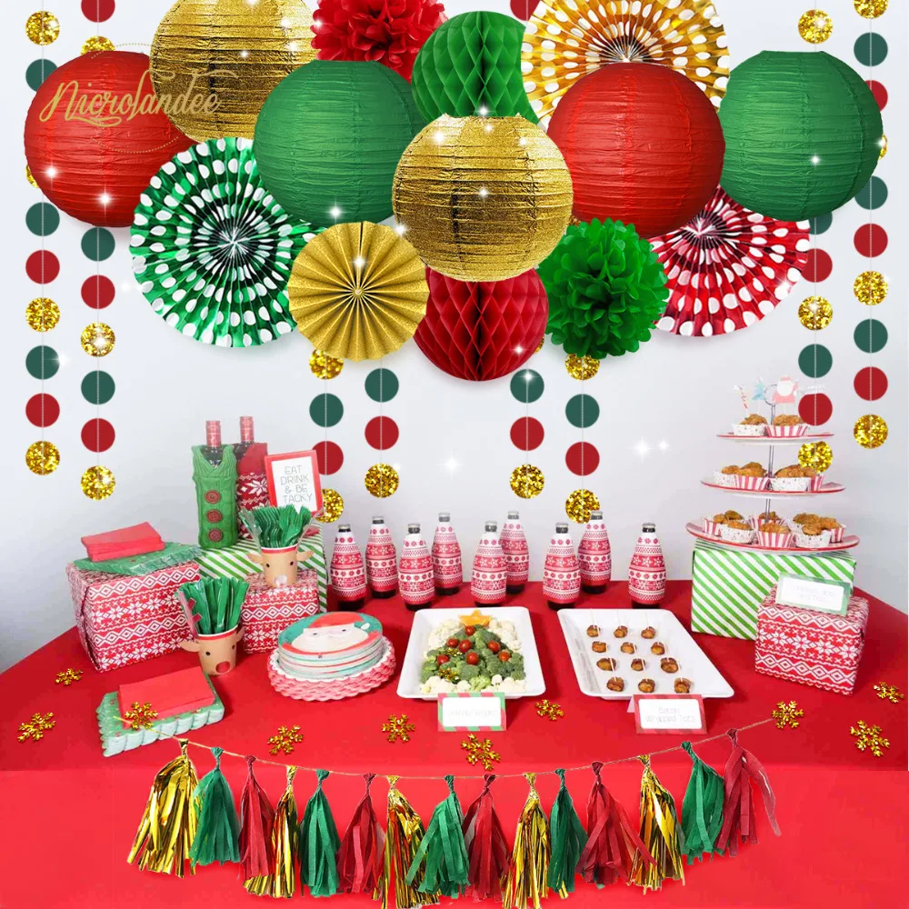 NICROANDEE 31 pcs/set Gold Green Red Paper Lanterns Fans Flowers Tissue Tassel Garland Confetti Birthday Party Decoration DIY
NICROANDEE 31 pcs/set Gold Green Red Paper Lanterns Fans Flowers Tissue Tassel Garland Confetti Birthday Party Decoration DIY