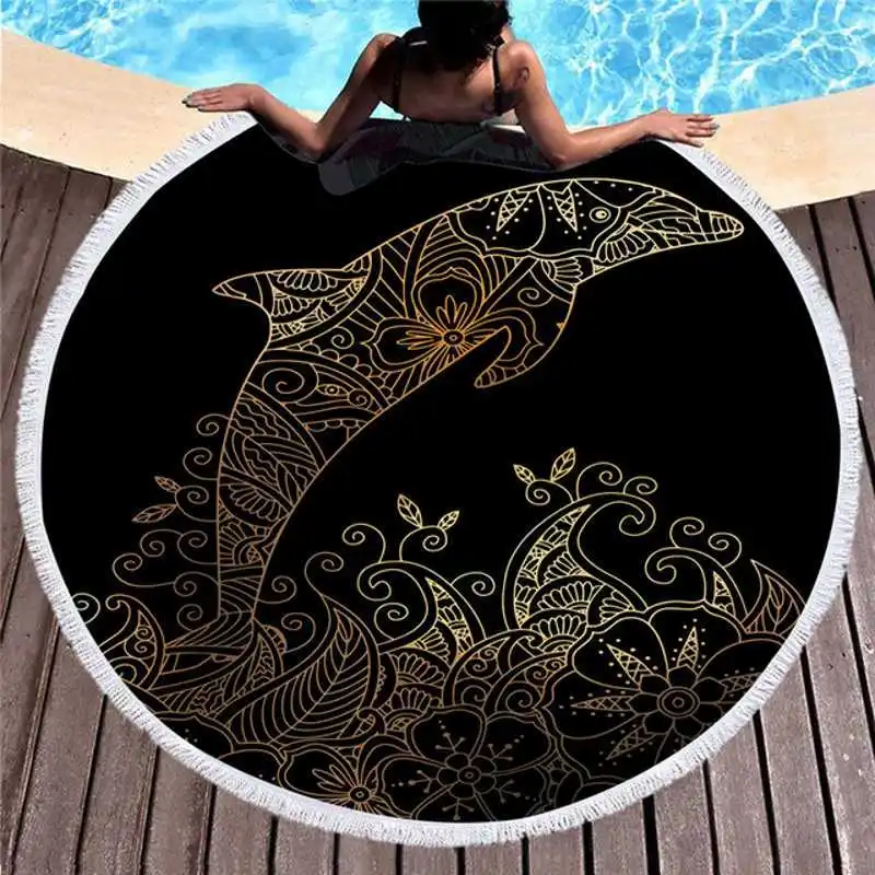 Dolphin Printed Microfiber Beach Towel for Adult Yoga Mat Tassel Blanket Large Round Towel 150cm Tapestry Home Decor
Dolphin Printed Microfiber Beach Towel for Adult Yoga Mat Tassel Blanket Large Round Towel 150cm Tapestry Home Decor