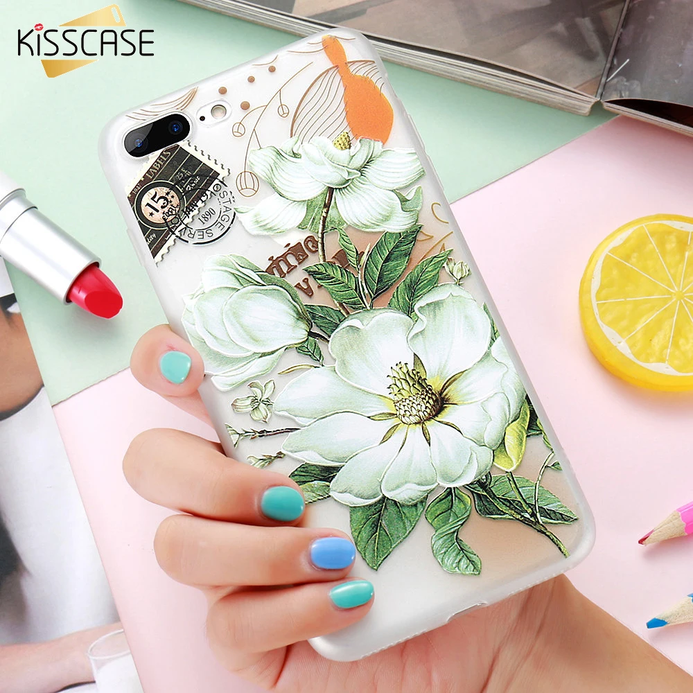 Kisscase цветочные чехлы для iPhone 7 Plus чехол красоты девчушки Мягкий силиконовый 6S