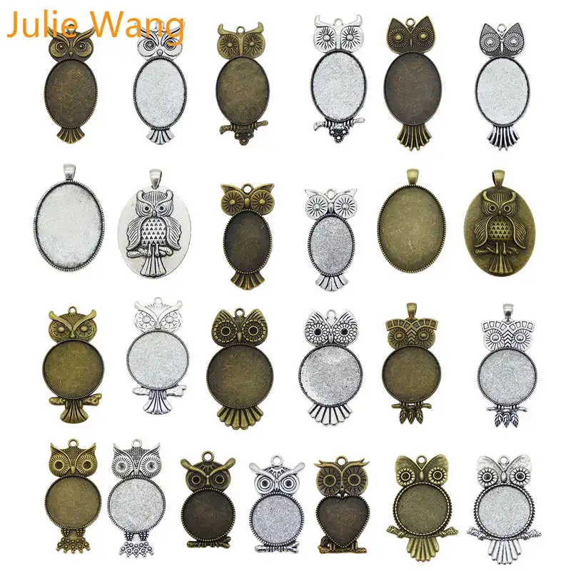 Julie Wang 1-5PCS 21 Styles Antique Color Owl Bird Cabochon Setting Base Tray Bezels Blank Charms Photo Pendant Jewelry Making
Julie Wang 1-5PCS 21 Styles Antique Color Owl Bird Cabochon Setting Base Tray Bezels Blank Charms Photo Pendant Jewelry Making