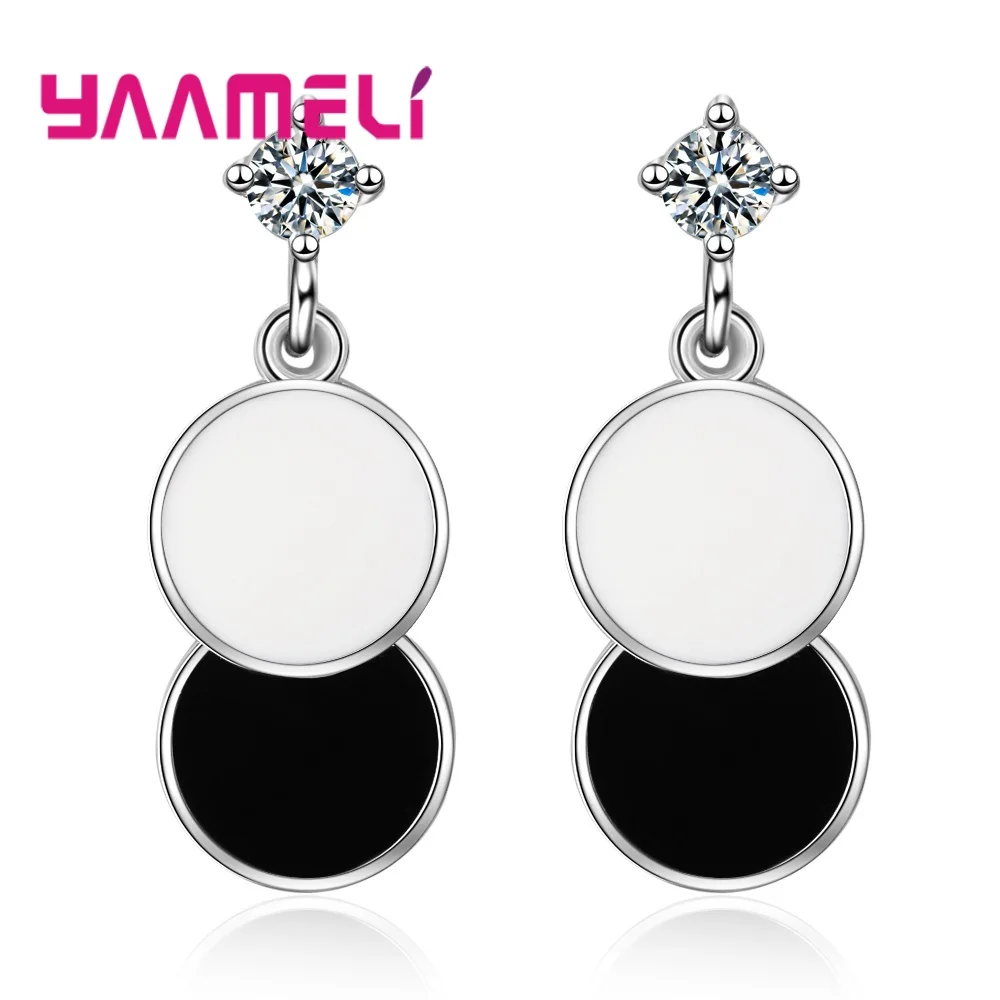 Hot Sale Brincos White Black Enamel Party Earring 925 Sterling Silver Round Disk CZ Crystal Women Fashion Accessories Jewelry
Hot Sale Brincos White Black Enamel Party Earring 925 Sterling Silver Round Disk CZ Crystal Women Fashion Accessories Jewelry