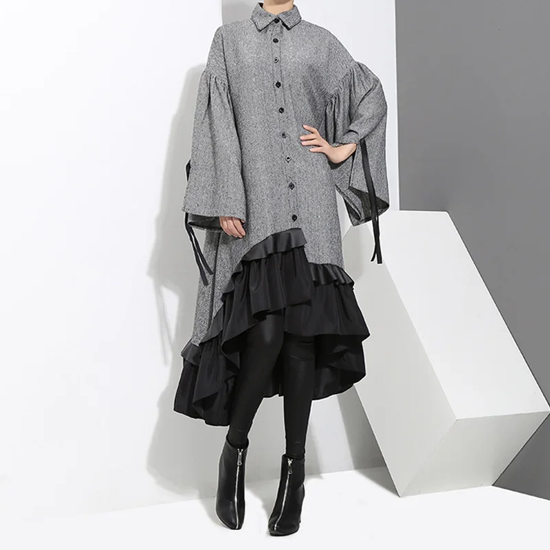 Johnature 2022 Winter New Women Shirt Dress Gray Patchwork Flare Sleeve Loose Fashion Women Cloths High Quality Dresses
Johnature 2022 Winter New Women Shirt Dress Gray Patchwork Flare Sleeve Loose Fashion Women Cloths High Quality Dresses