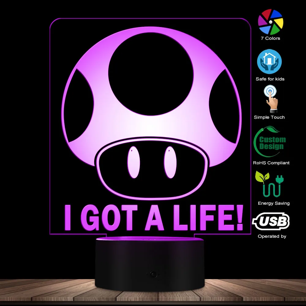 Современная видеоигра Братья I Got A Life 3D светильник с оптической иллюзией домашний