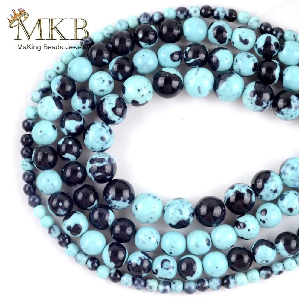 Wholesale Natural Lake Blue Black Spotted Rain Stone Round Beads For Jewelry Making 4mm-10mm DIY Bracelet Necklace Jewellery 15"
Wholesale Natural Lake Blue Black Spotted Rain Stone Round Beads For Jewelry Making 4mm-10mm DIY Bracelet Necklace Jewellery 15"