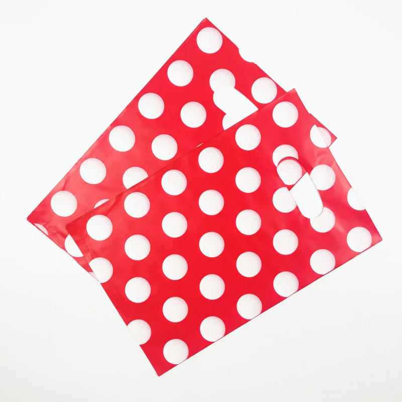 50pcs Portable Red Dot Plastic Gift Bags Boutique Shopping Makeup 20X30CM | Дом и сад