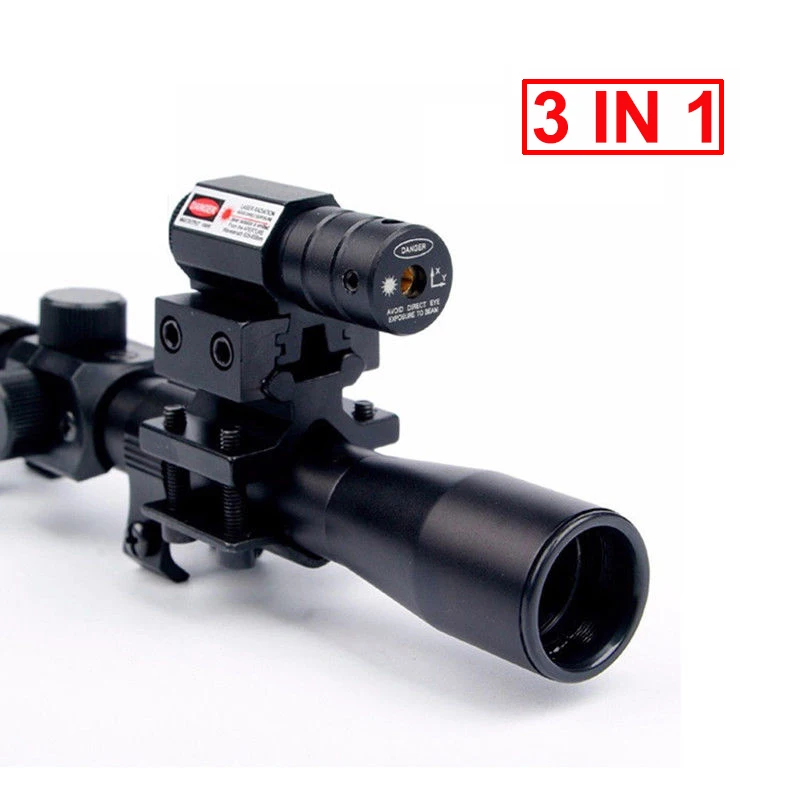 3in1 4x20 Tactical Hunting Riflescope Crossbow Optics with Red Dot Laser Sight 11mm Rail Mounts for 22 Caliber Guns Rifle Scope
3in1 4x20 Tactical Hunting Riflescope Crossbow Optics with Red Dot Laser Sight 11mm Rail Mounts for 22 Caliber Guns Rifle Scope