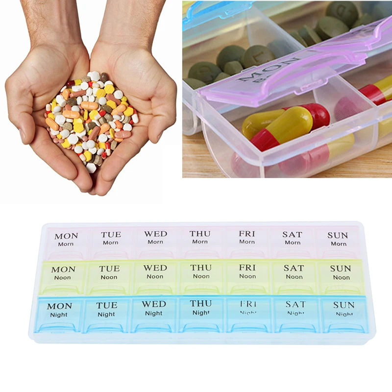Portable 7 Days 21 Slots Weekly Pill Medicine Box Storage Organizer Container Case Splitters 1Pc
Portable 7 Days 21 Slots Weekly Pill Medicine Box Storage Organizer Container Case Splitters 1Pc
