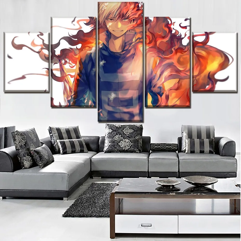 5 панелей Постер Boku no Hero My Academia Shouto Todoroki Картина на холсте с принтом домашний декор