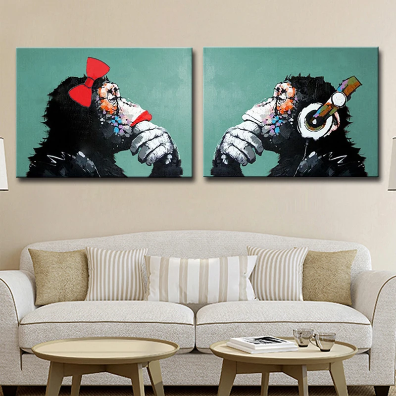 Modern Animal Oil Paintings Love Gorillas Couples Hand Painted Canvas Paintings Wall Picture For Living Room Cuadros Decoracion
Modern Animal Oil Paintings Love Gorillas Couples Hand Painted Canvas Paintings Wall Picture For Living Room Cuadros Decoracion
