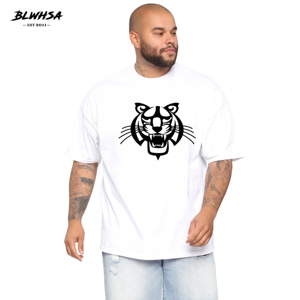Футболка BLWHSA мужская с принтом тигра хлопок Повседневная модная смешная рубашка