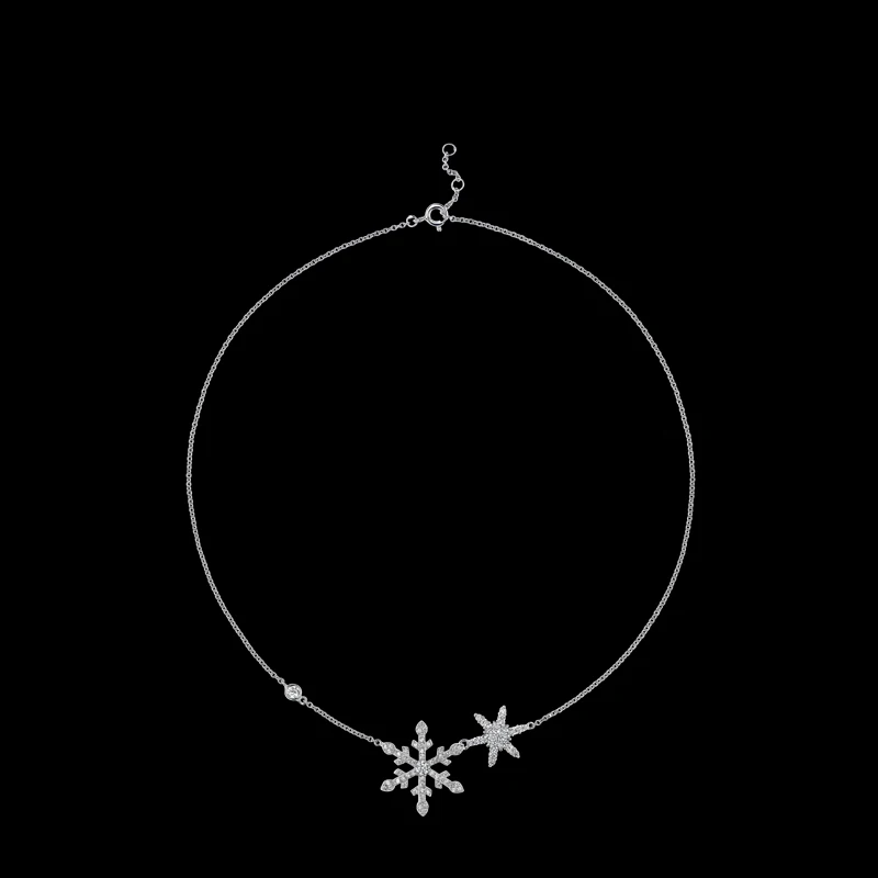 Shiny Rhinestone Snowflake Necklace Frost Snowy Pendant New Year Fashion Luxurious Short Necklace Jewelry Women Christmas Gift
Shiny Rhinestone Snowflake Necklace Frost Snowy Pendant New Year Fashion Luxurious Short Necklace Jewelry Women Christmas Gift