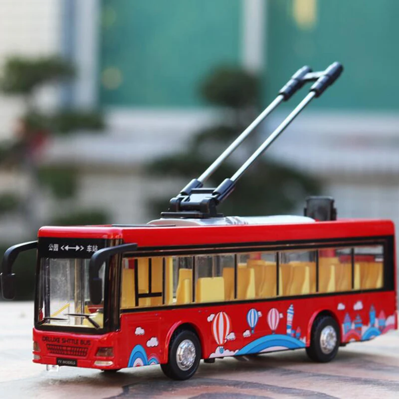 20.5CM 1/36 Scale Environment protection Trolleybus Toy Car Metal Alloy Pull Back Diecasts Vehicles Model Toys For Children Kids
20.5CM 1/36 Scale Environment protection Trolleybus Toy Car Metal Alloy Pull Back Diecasts Vehicles Model Toys For Children Kids