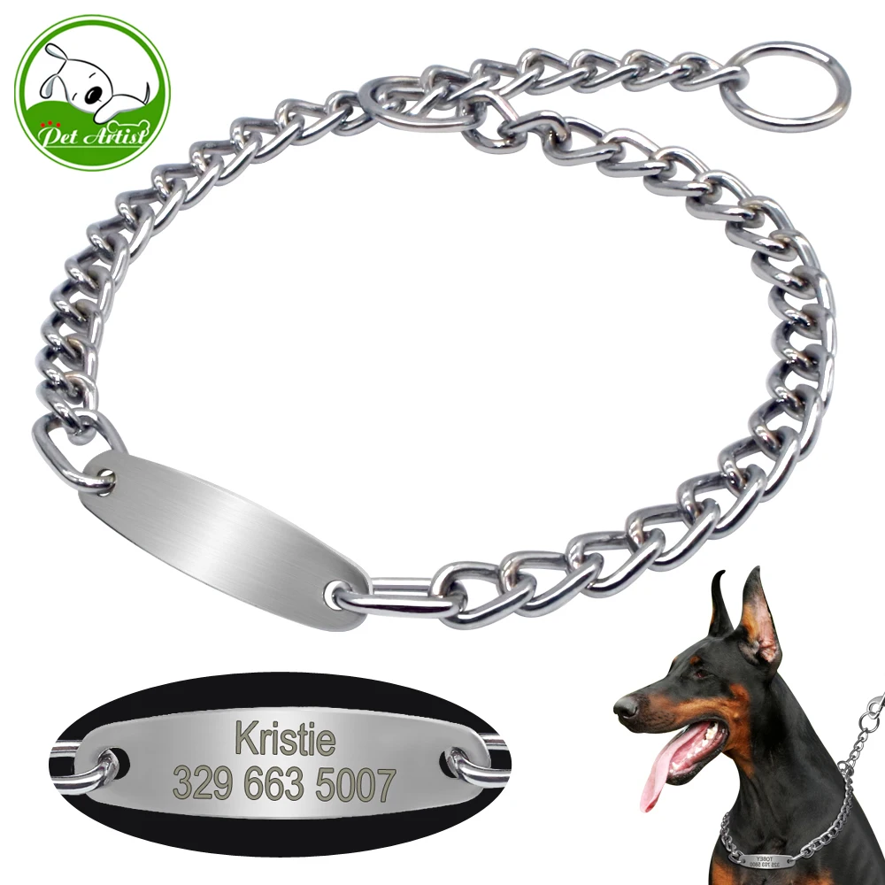 Large Dog Collar Chain Choke Personalized Pet Collars Silver Dogs Pitbull Training Slip Choker Free Engraving Tag Nameplate
Large Dog Collar Chain Choke Personalized Pet Collars Silver Dogs Pitbull Training Slip Choker Free Engraving Tag Nameplate