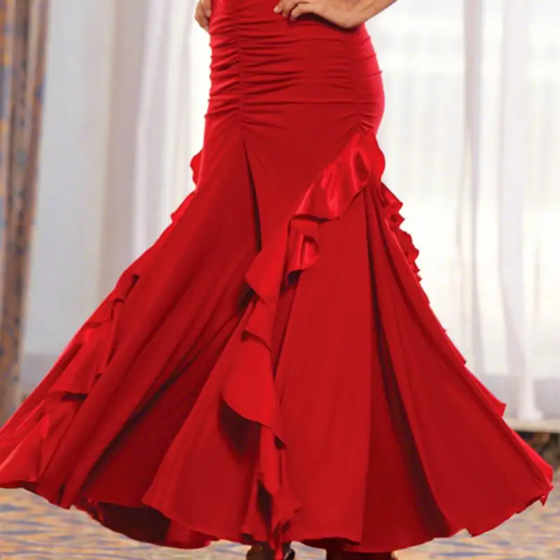 Женская юбка для бальных танцев красная фиолетовая синяя черная Расширенная