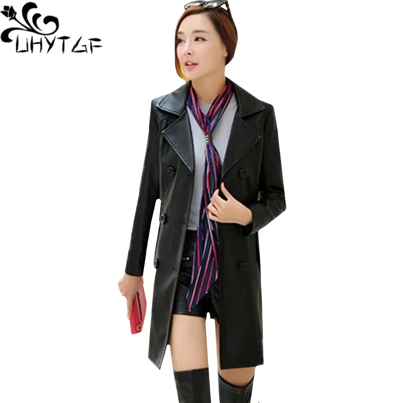 UHYTGF New Fashion Lapel Winter Leather Jacket Women Double Breasted Slim Long Jacket Women's Plus Size Leather Jacket M-4XL105
UHYTGF New Fashion Lapel Winter Leather Jacket Women Double Breasted Slim Long Jacket Women's Plus Size Leather Jacket M-4XL105