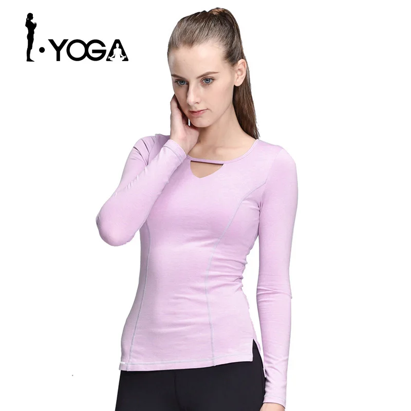 Фото Женская Спортивная футболка для йоги с длинным рукавом топы трико бега женская
