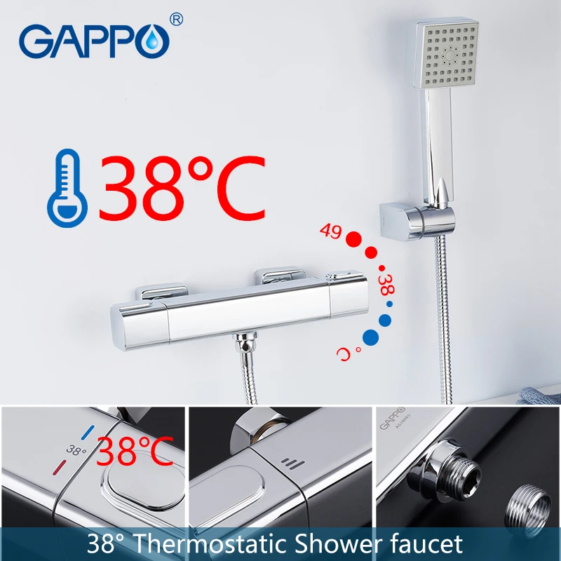 

GAPPO Shower Faucet chrome bathroom shower wall mounted thermostat bathtub faucets brass bath taps shower mixer torneira