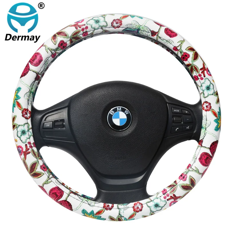 DERMAY PU Leather Cute White Car Steering Wheel Cover Flowers Cartoon for Girls Women Car Styling fit 14-15" Steering Wheel
DERMAY PU Leather Cute White Car Steering Wheel Cover Flowers Cartoon for Girls Women Car Styling fit 14-15" Steering Wheel