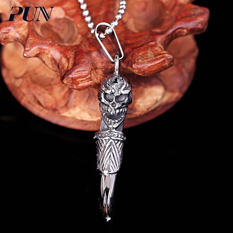 PUN ghost wolf tooth skull devil ожерелье подвеска в готическом стиле персонализированная