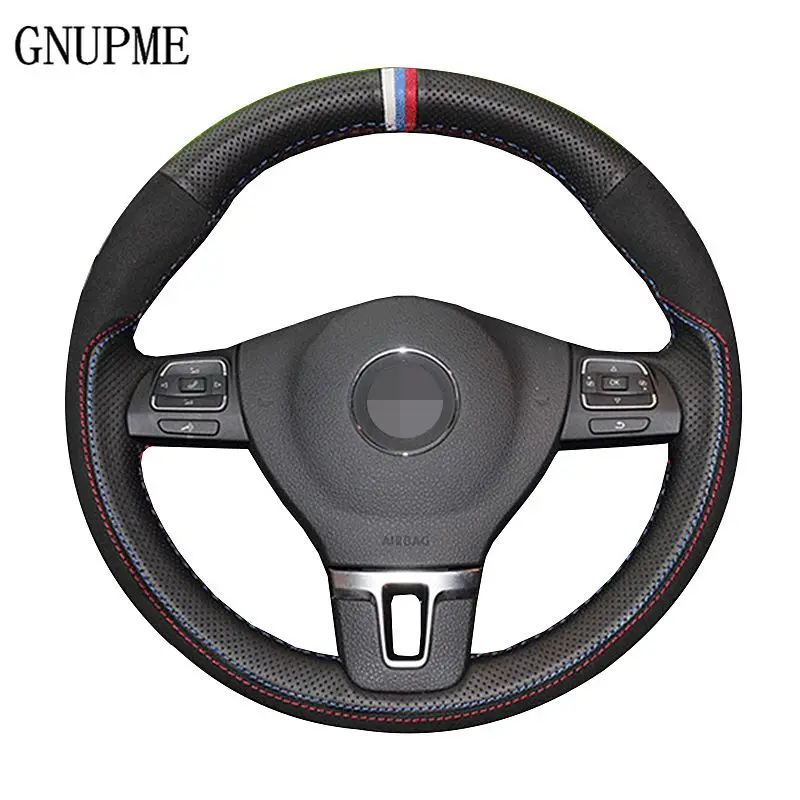 GNUPME Black Genuine Leather Car Steering Wheel Cover for Volkswagen Tiguan Lavida Passat Magotan Sagitar Bora Jetta Polo
GNUPME Black Genuine Leather Car Steering Wheel Cover for Volkswagen Tiguan Lavida Passat Magotan Sagitar Bora Jetta Polo