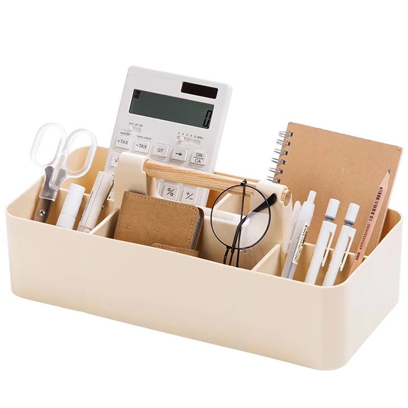 Wooden Handle Storage Box Sorting Cosmetics Storage Box Office Desk Stationery Plastic Finishing Box Penholder Office Supplies
Wooden Handle Storage Box Sorting Cosmetics Storage Box Office Desk Stationery Plastic Finishing Box Penholder Office Supplies