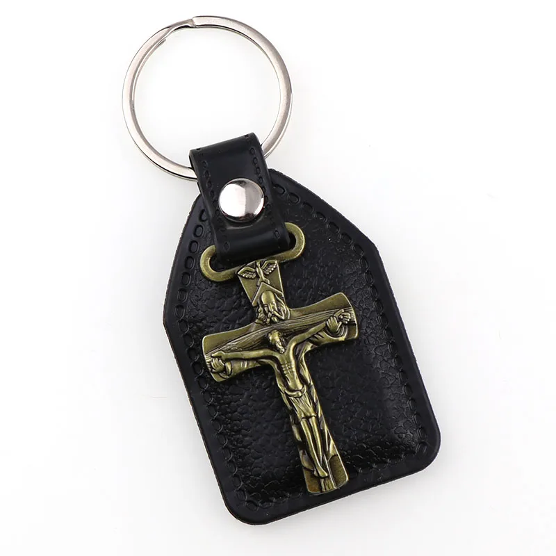 PU Leather KeyChains Saint Benedict Crucifix pendants for Men Black Tag Antique Bronze Plated Hook Key Holder Car Key Holder
PU Leather KeyChains Saint Benedict Crucifix pendants for Men Black Tag Antique Bronze Plated Hook Key Holder Car Key Holder