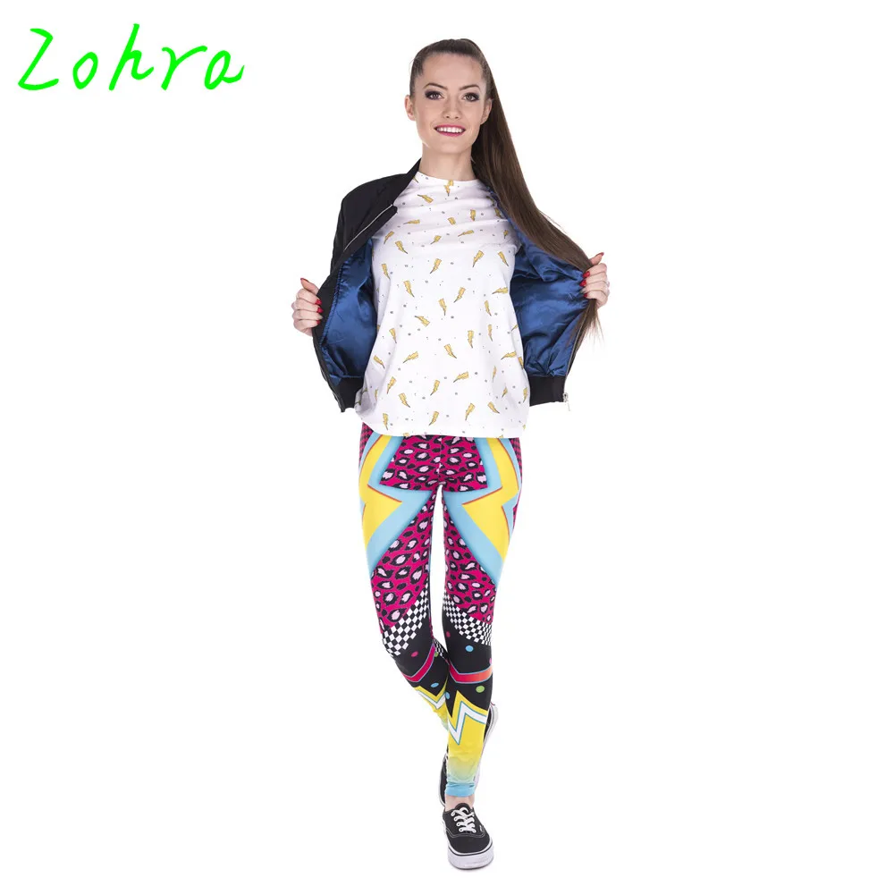 Zohra Модные индивидуальные женские Леггинсы Спортивные Disco Peace с принтом фитнес