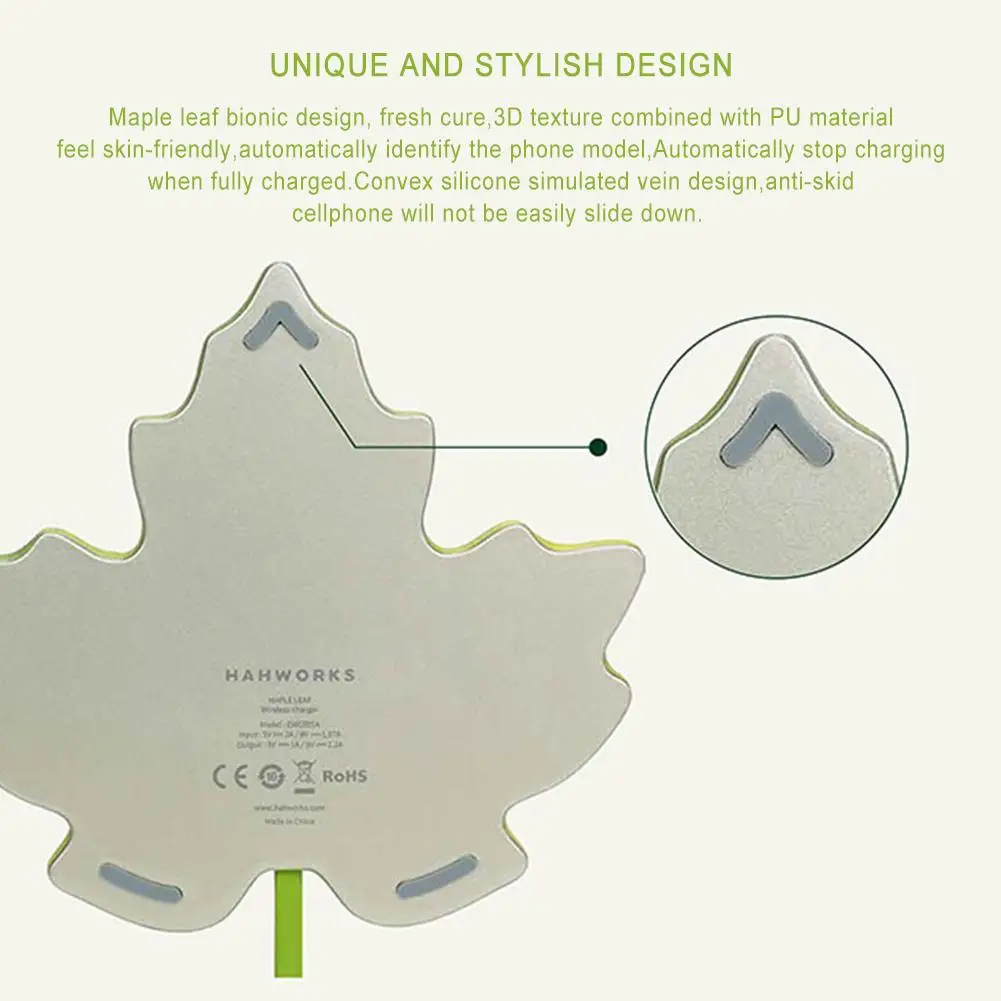 Maple Leaf Wireless Charger For IPhone X Xs MAX XR 7.5W Fast Wireless Charging For Smartphones USB Phone Charger Pad
Maple Leaf Wireless Charger For IPhone X Xs MAX XR 7.5W Fast Wireless Charging For Smartphones USB Phone Charger Pad