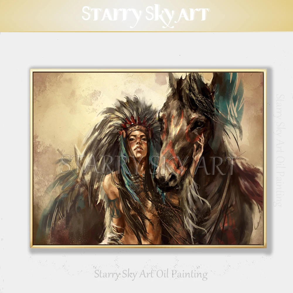 Professional Artist Hand-painted High Quality Indian Lady with Horse Oil Painting on Canvas Indian Girl Portrait Oil Painting
Professional Artist Hand-painted High Quality Indian Lady with Horse Oil Painting on Canvas Indian Girl Portrait Oil Painting