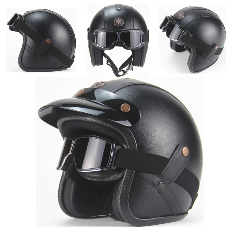3/4 Helmets Open Face Vintage Motorcycle Retro Cruiser Chopper Scooter Helmet with Riding Goggle Capacete Moto
3/4 Helmets Open Face Vintage Motorcycle Retro Cruiser Chopper Scooter Helmet with Riding Goggle Capacete Moto