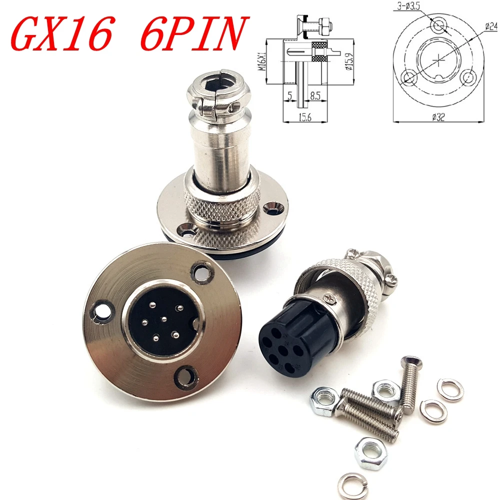 1 комплект GX16 6-контактный штекер + гнездо авиационный разъем фланцевый авиационный штекер с винтами и гайками
1 комплект GX16 6-контактный штекер + гнездо авиационный разъем фланцевый авиационный штекер с винтами и гайками