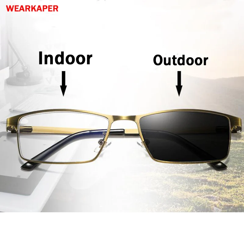 WEARKAPER Brushed Gold Frame Sun Transition Photochromic Reading Glasses Men Women Hyperopia diopters Presbyopia Glass 1.0-4
WEARKAPER Brushed Gold Frame Sun Transition Photochromic Reading Glasses Men Women Hyperopia diopters Presbyopia Glass 1.0-4