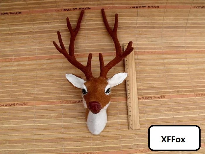 

cute real life sika deer's head model resin&furs deer head doll wall pandent handicraft gift about 28x12x18cm xf0977