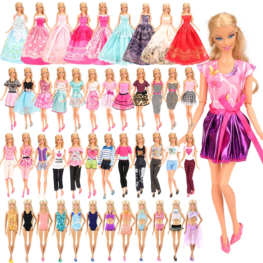 

Fashion Handmade 16 Items/set= 5 Doll dress Random +3 swimsuits + 3 long dresses + 5 Dolls Accessory Clothes For Barbie DIY Game