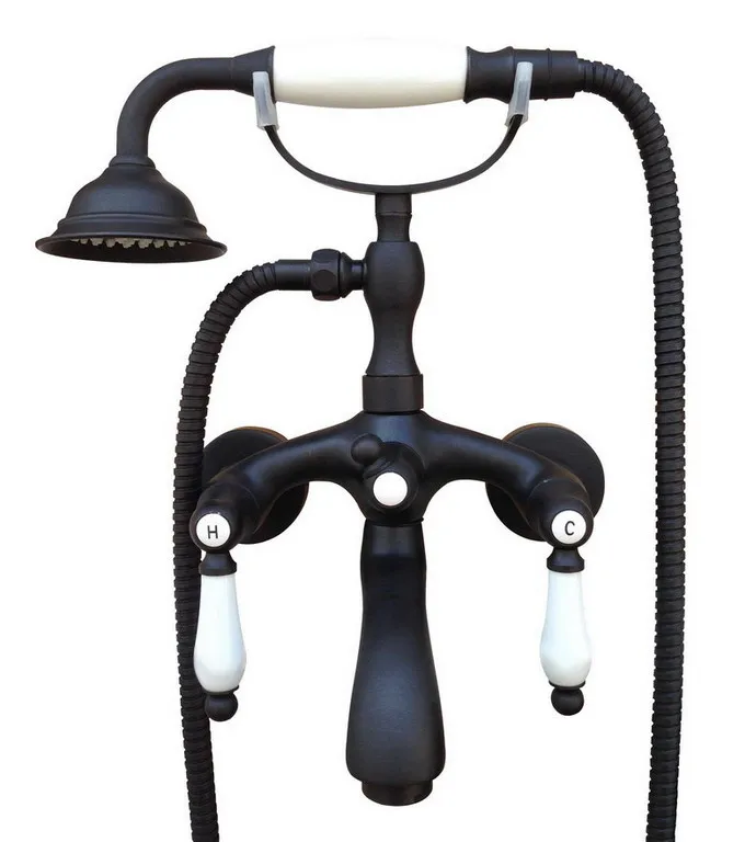 Bathroom Black Oil Rubbed Bronze Wall Mounted Clawfoot Tub Filler Faucet Handshower Double Ceramics Handles Mixer Tap atf574
Bathroom Black Oil Rubbed Bronze Wall Mounted Clawfoot Tub Filler Faucet Handshower Double Ceramics Handles Mixer Tap atf574