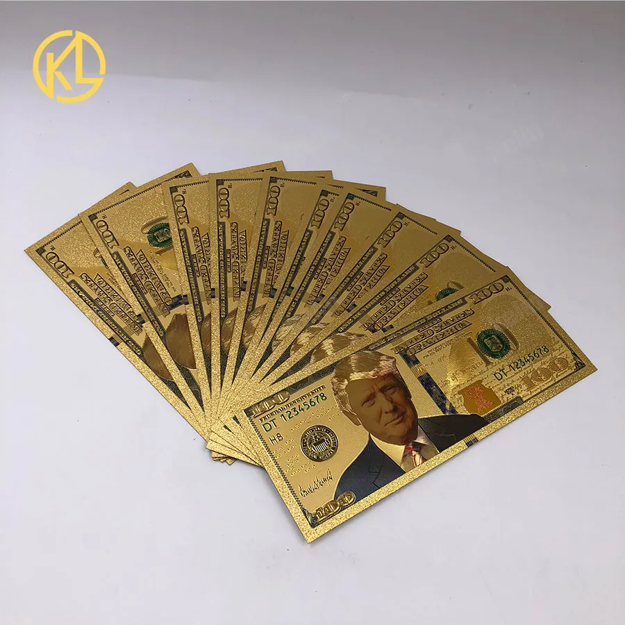 100pcs New gold foil plated $100 bills for gift 45th president of the United States Trump banknote money for Wholesale
100pcs New gold foil plated $100 bills for gift 45th president of the United States Trump banknote money for Wholesale