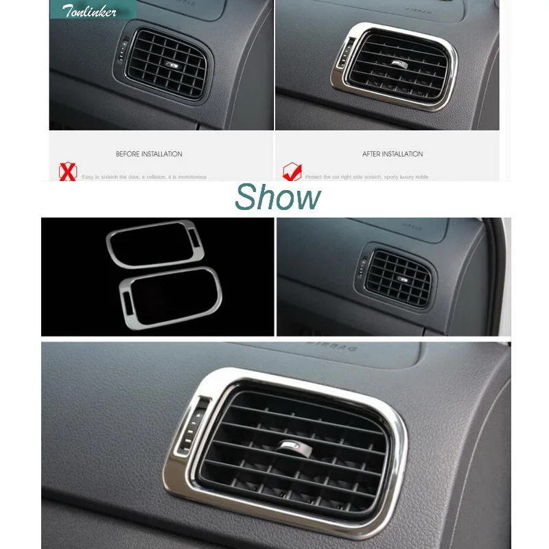 Tonlinker Interior Dashboard Beside Outlet Cover Case Stickers for Volkswagen VW Polo 2011-16 Car Styling 2 PCS Cover sticker
Tonlinker Interior Dashboard Beside Outlet Cover Case Stickers for Volkswagen VW Polo 2011-16 Car Styling 2 PCS Cover sticker