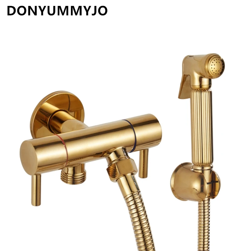 All-copper Pressurized Golden Toilet Spray Gun One Into Two Out Angle Valve Clean Body Bidet Nozzle Shower Rinse Bathroom Faucet
All-copper Pressurized Golden Toilet Spray Gun One Into Two Out Angle Valve Clean Body Bidet Nozzle Shower Rinse Bathroom Faucet