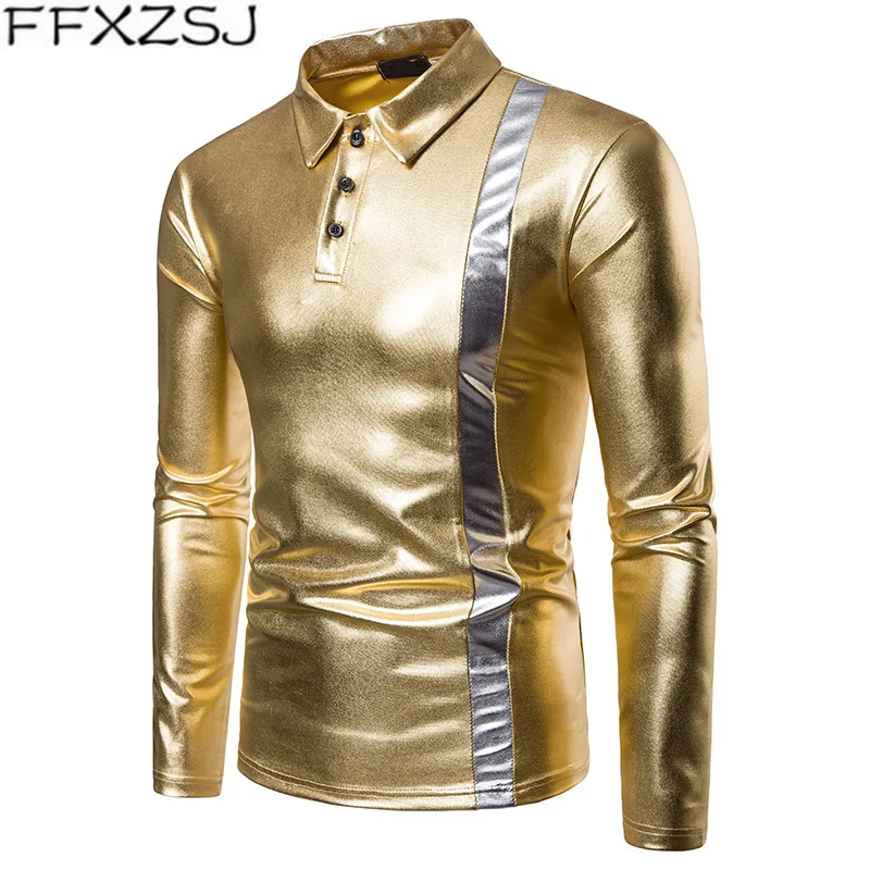 Autumn Long sleeved polo-shirt Gold silver color patchwork design Fashion brand Men's new slim poloshirt dress men EU large size
Autumn Long sleeved polo-shirt Gold silver color patchwork design Fashion brand Men's new slim poloshirt dress men EU large size